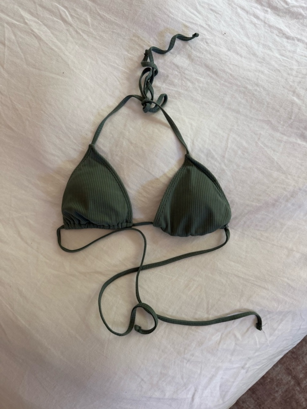 Target Olive Green Ribbed Triangle Bikini Top